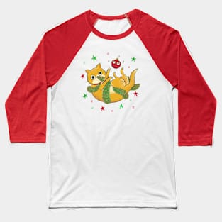 The Cat and the Christmas Bauble Baseball T-Shirt